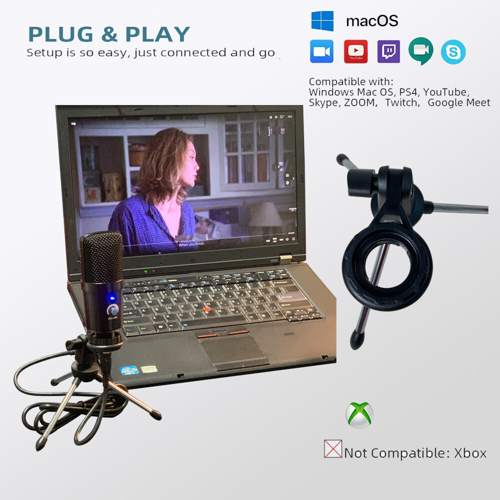 Laptop USB Cardioid Microphone Condenser Kit Studio Recording Chat PC Game Mic