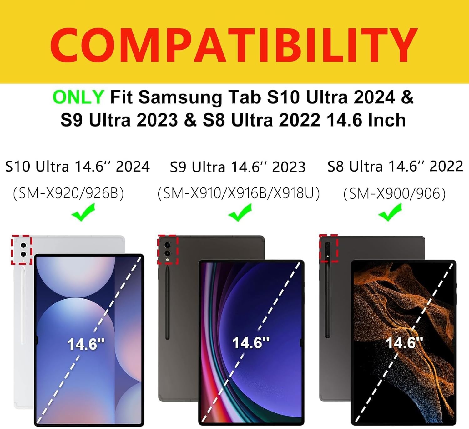 Galaxy Tab S10 Ultra/S9 Ultra/S8 Ultra Keyboard Case 14.6 inch, 7-Color Backl…