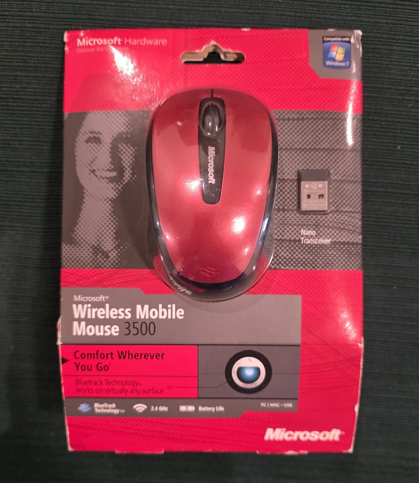 Microsoft Wireless Mobile Mouse 3500 Red BlueTrack 1427