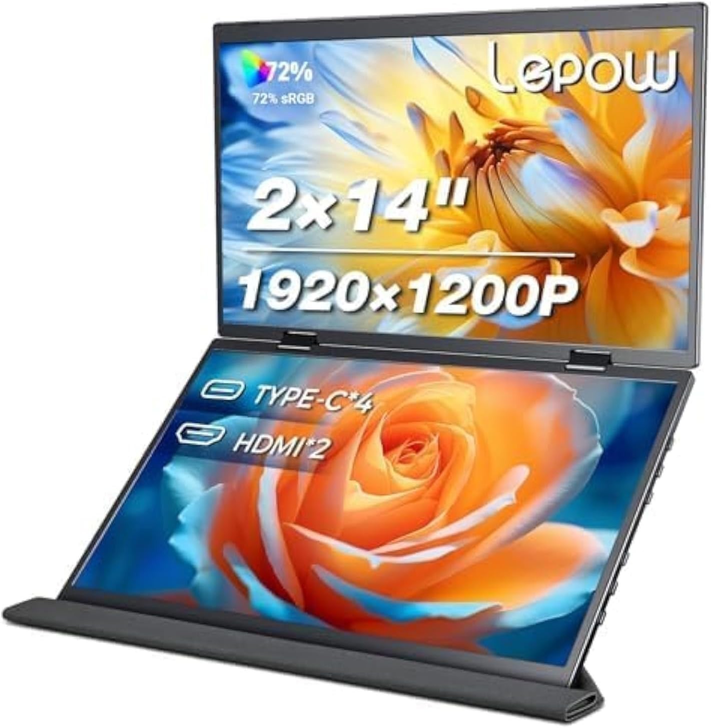 Lepow Laptop Screen Extender, 14″ Portable Dual Monitor with 1200p FHD, 72% SRGB
