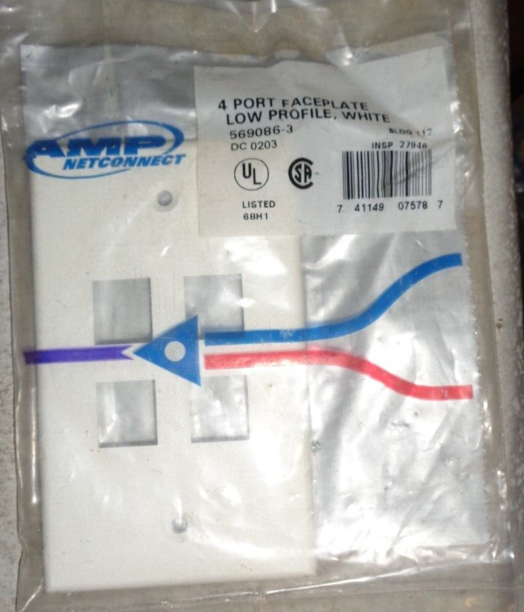 AMP NETCONNECT 4 PORT FACEPLATE LOW PROFILE WHITE ##