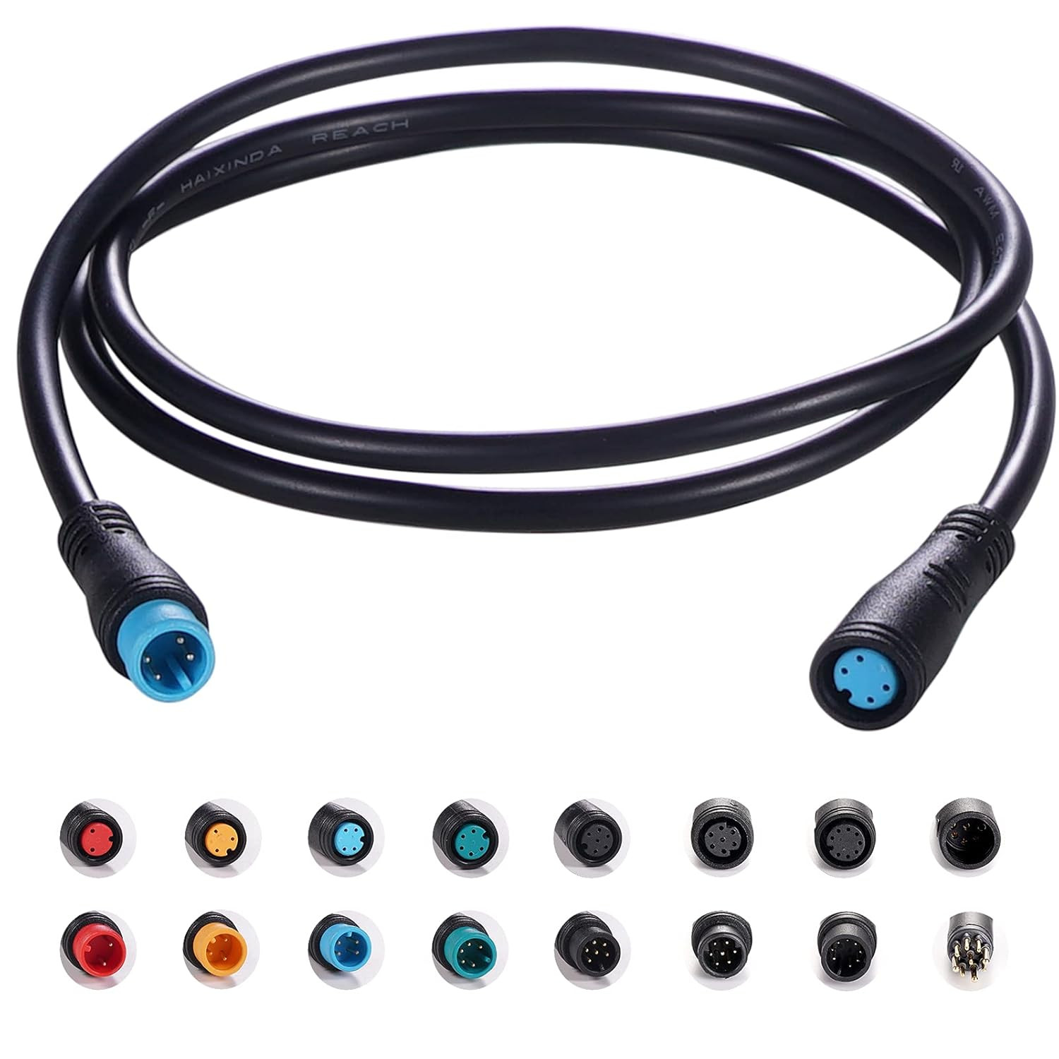 Ebike Extension Cable Waterproof Plug 2/3/4/5/6/8/9 Pin Female to Male Connector
