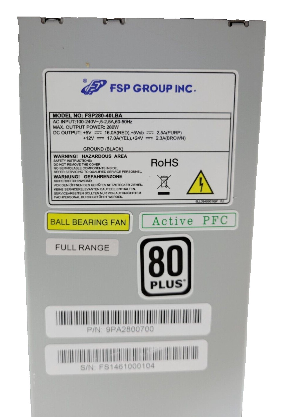 FSP Group FSP280-40LBA Power Supply 100-240V 60-50Hz – USED WORKING.LOT-OF-4.