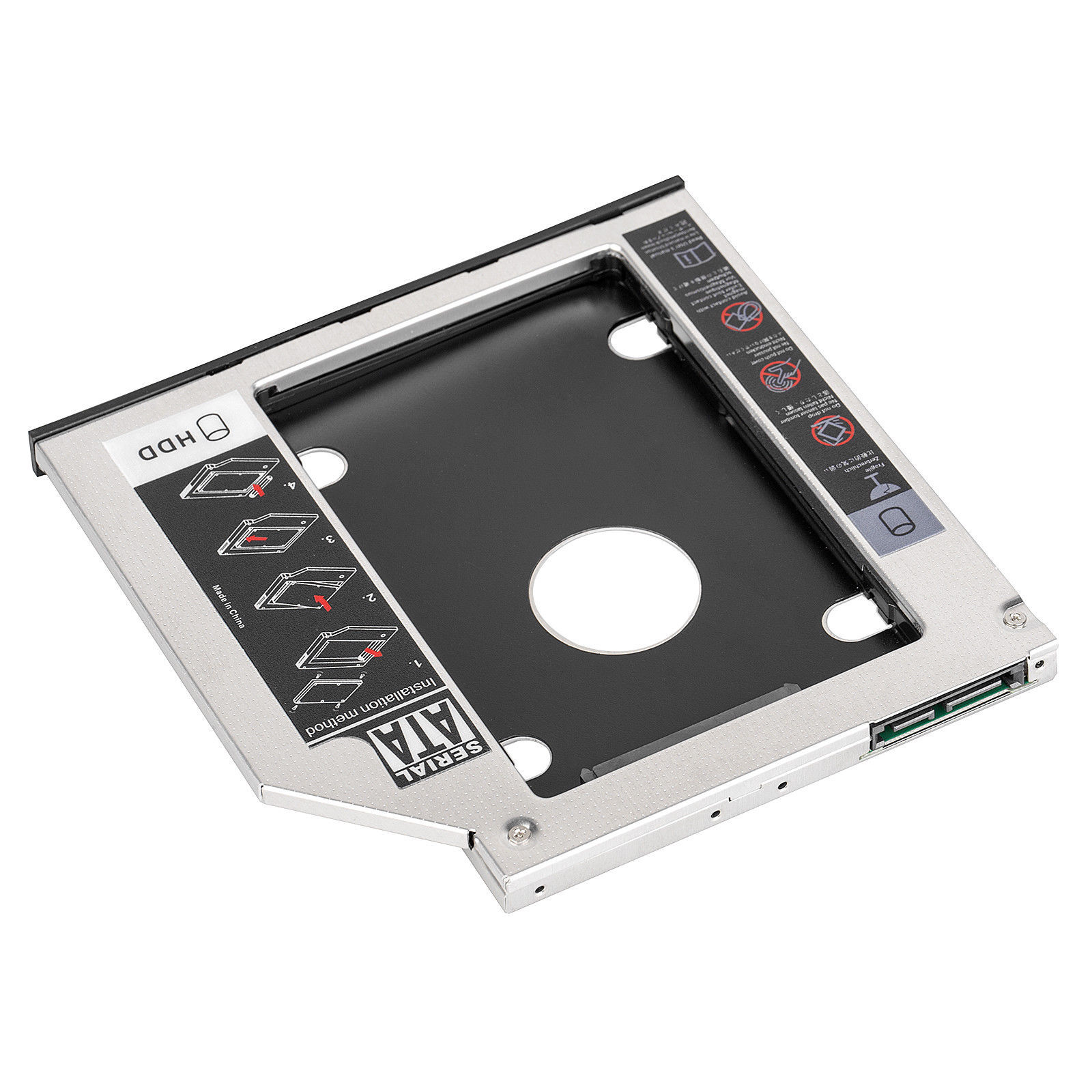 12.7mm HDD Caddy 2.5in SATA SSD Case for Laptop Second Hard Drive Internal Tray