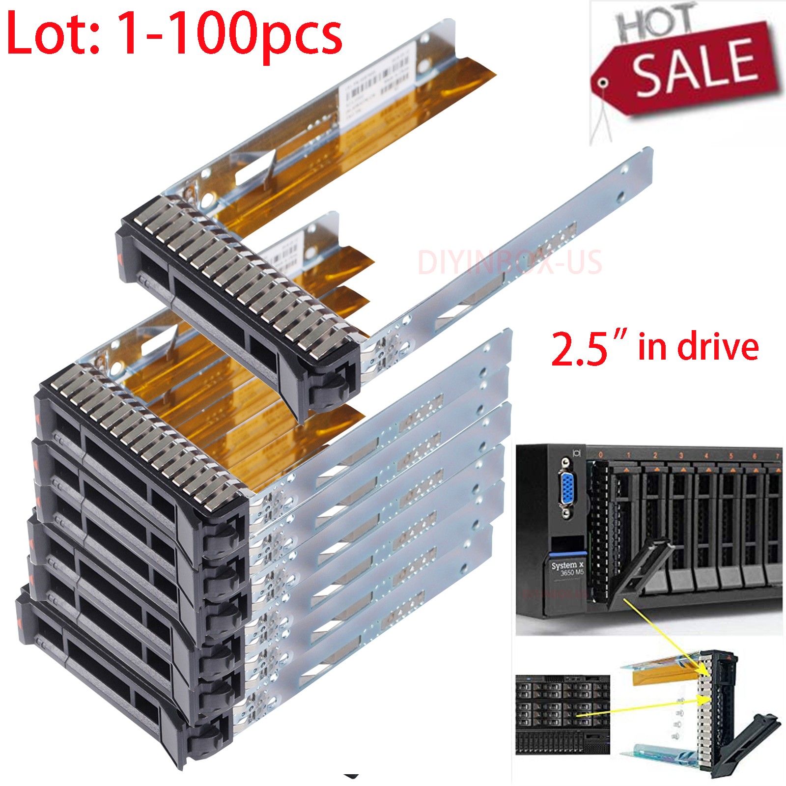 Lot 2.5″ SAS/SATA Hard Drive Caddy Tray for IBM X3550 X3650 M5 L38552 00E7600