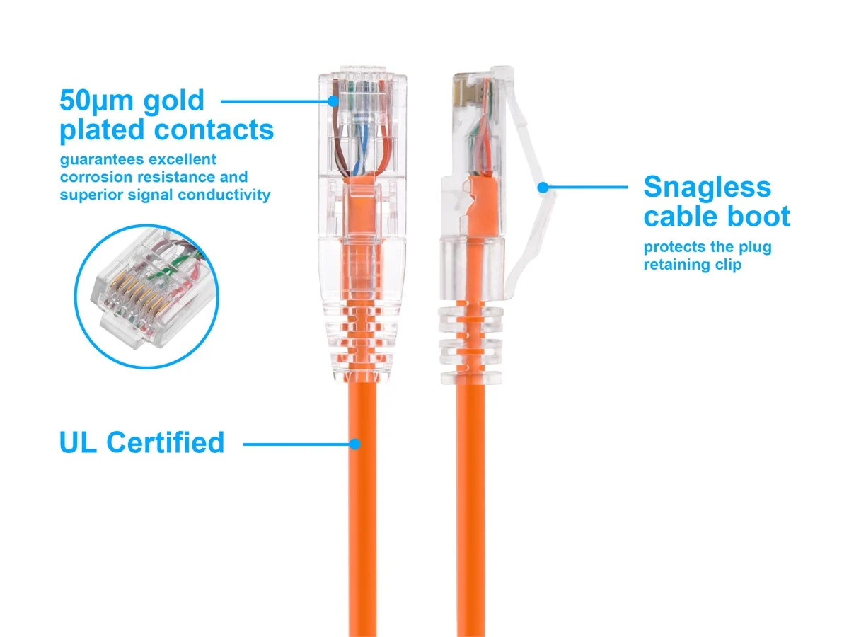 Monoprice Cat6 Ethernet Patch Cable – 3 feet – Orange | Snagless RJ45 Stranded