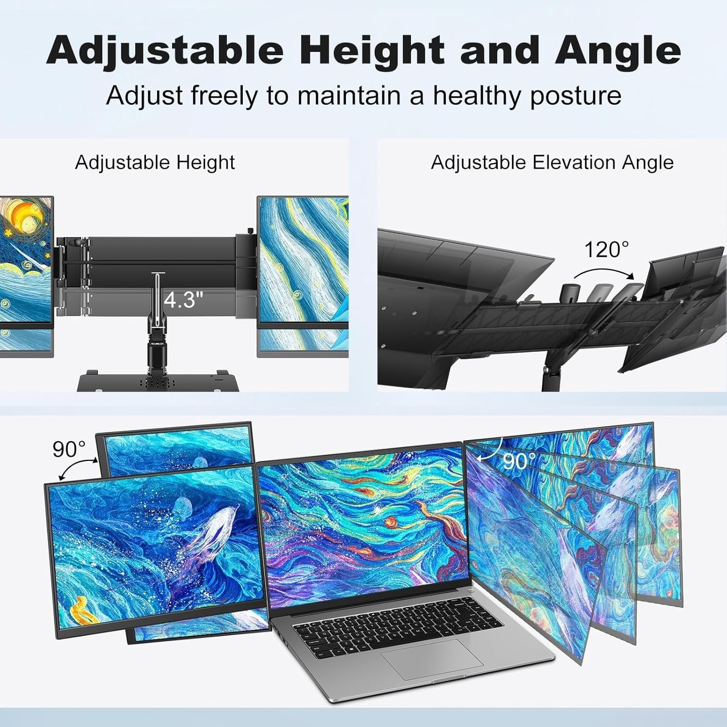 DEPGI 14″ Laptop Screen Extender, 1200P FHD Portable Triple Monitor DE141NB