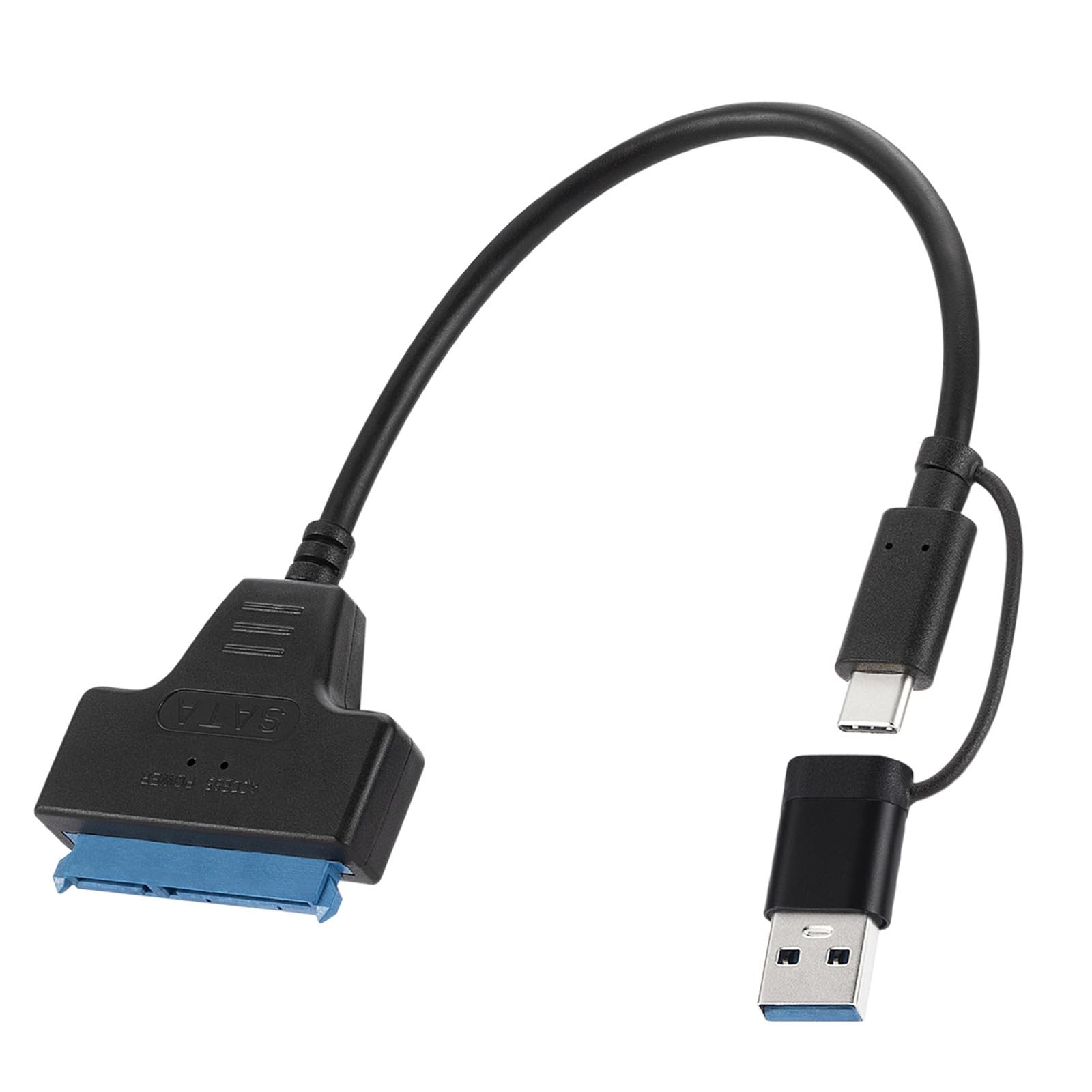 Menewstart SATA to USB 3.0 Adapter Cable 0.7FT，Black，USB-C/USB-A 3.0 to SATA …