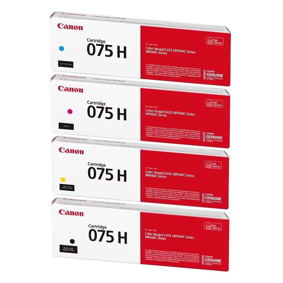 Canon 075 H Black/Cyan/Magenta/Yellow High Yield Toner Cartridge Set