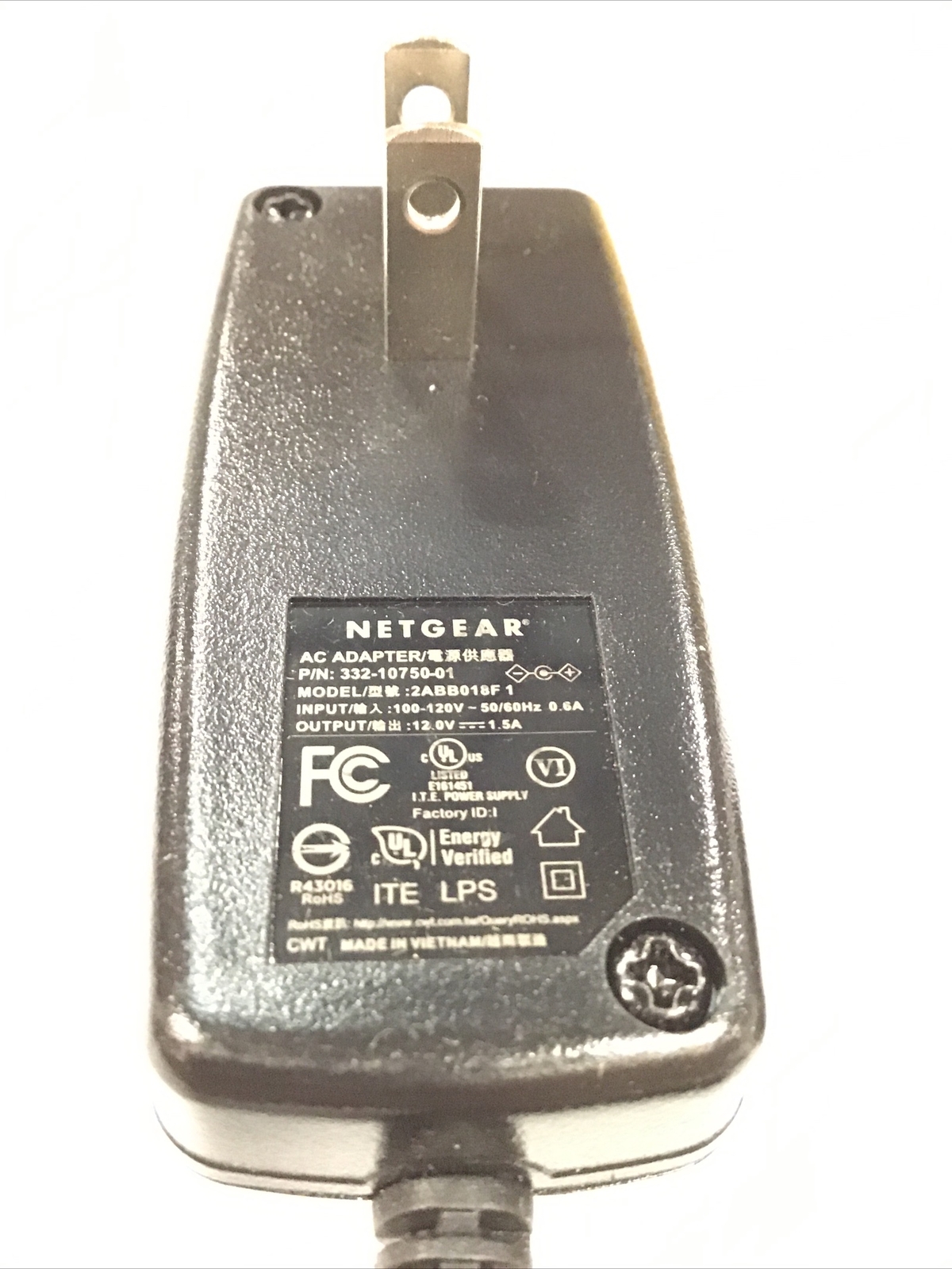 Lot 100 – NETGEAR 12V 1.5A AC ADAPTER 2ABB018F 332-10927-01 Power Supply 5.5mm