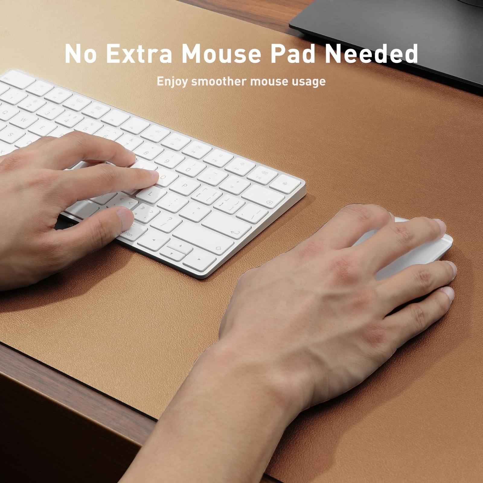 Aothia Faux Leather Desk Mat Waterproof Desk Pad Khaki 48 X 17