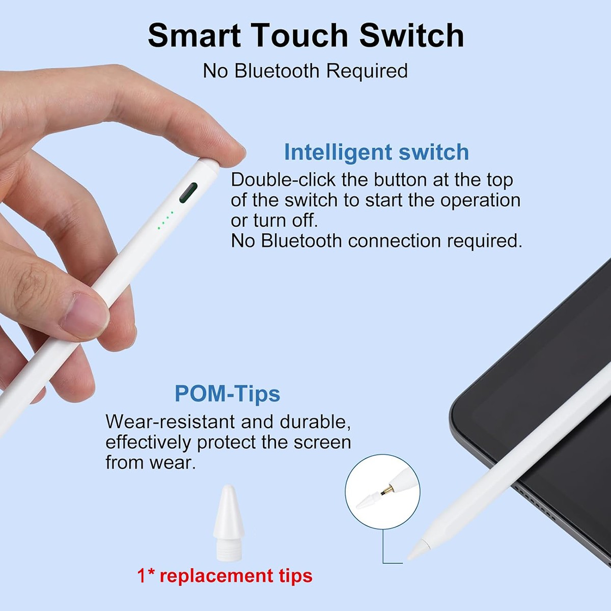 Stylus Pen Bluetooth Pencil For Apple iPad 9/7/8th/Mini/Air 4/5th/Pro 11&12.9”