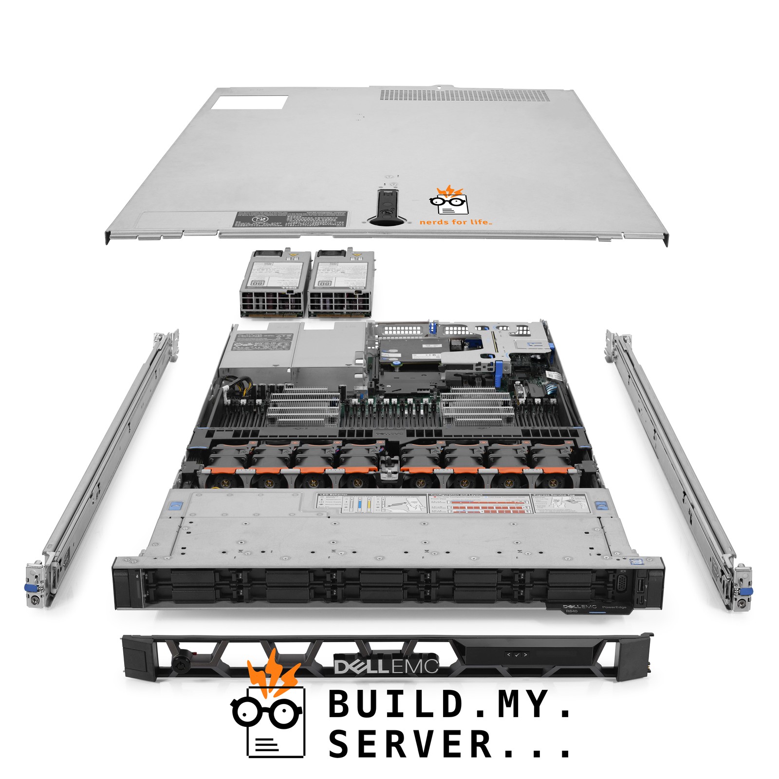 Dell PowerEdge R640 10B 8-NVMe Server 2.10Ghz 48-Core 288GB RAM 7.7TB SSDs Rails