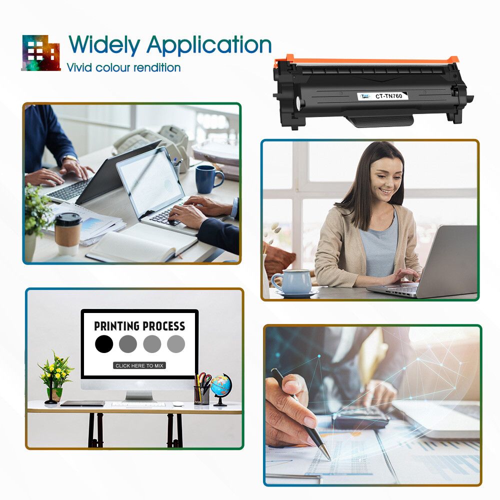 4PK TN760 Toner Cartridge for Brother TN730 MFC-L2710DW MFC-L2750DW DCP-L2550DW
