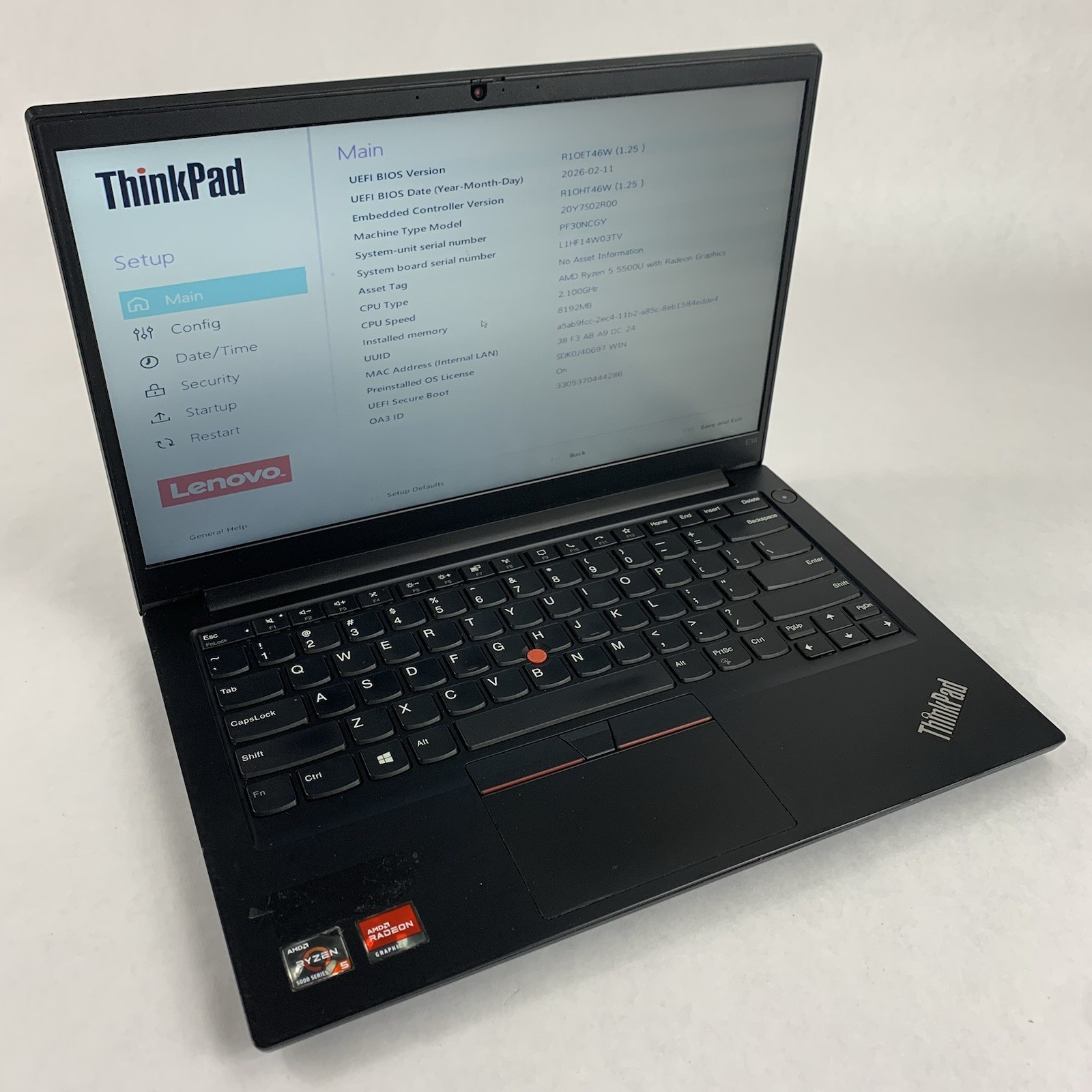 Lenovo ThinkPad E14 Gen 3 14″ Ryzen 5 5500U 2.1Ghz 8GB Ram No OS/HDD/AC Scratch