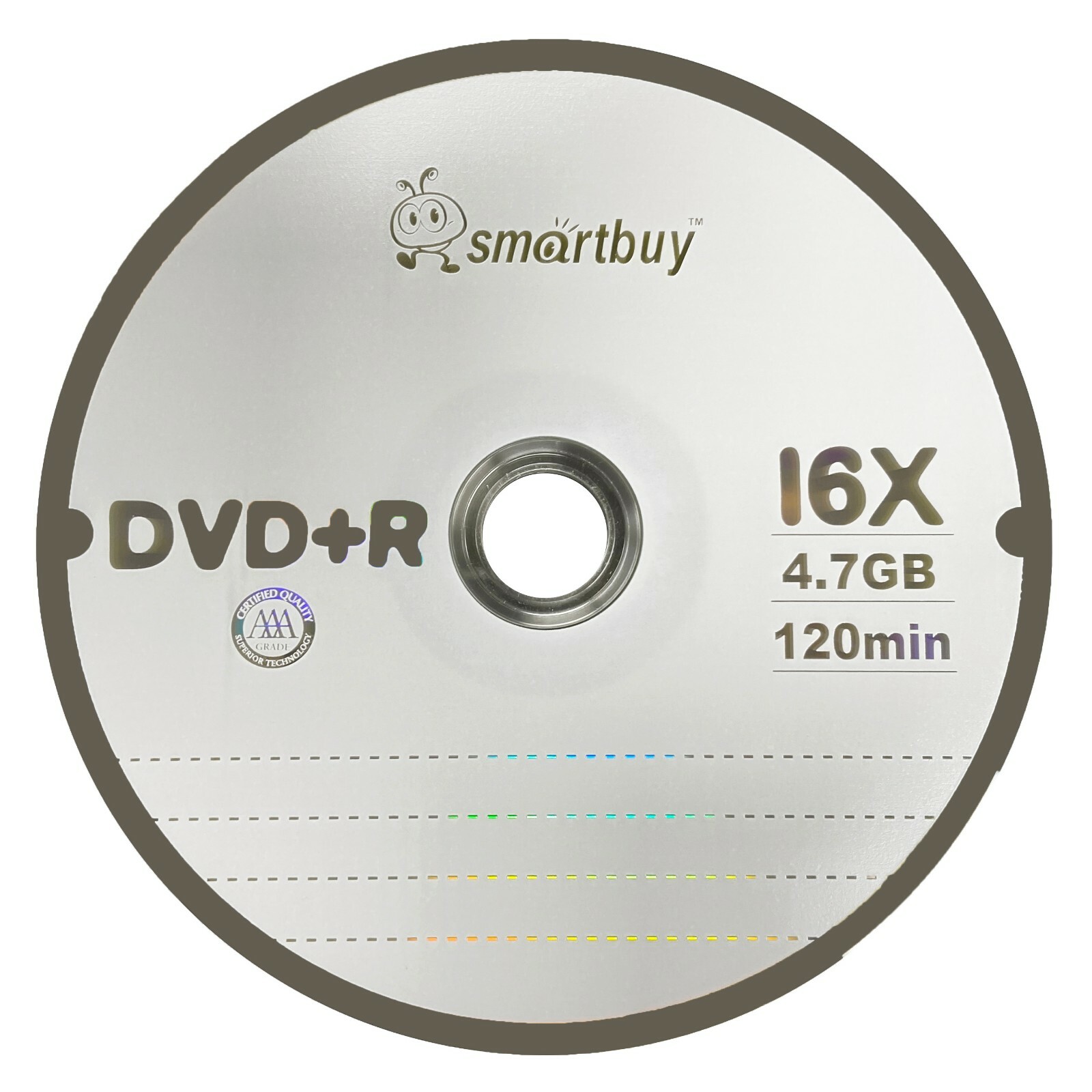 Smartbuy DVD+R 16X 4.7GB/120Min Logo Top (Non-Printable) Blank Media Record Disc