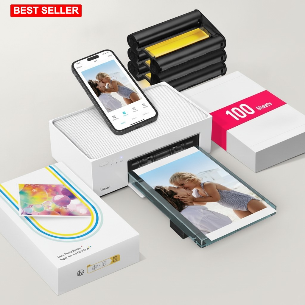 Photo Printer Portable 4×6 Inch Dye Sublimation Color Home Office Smartphone