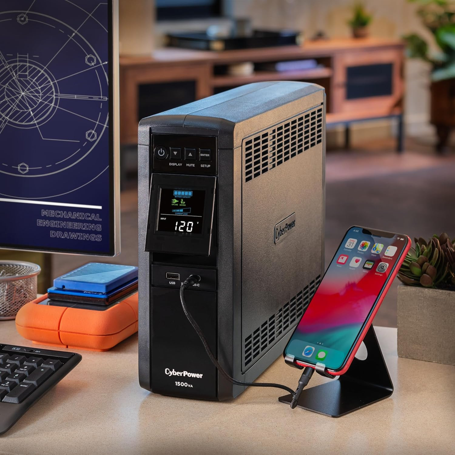CP1500PFCLCD PFC Sinewave UPS Battery Backup and Surge Protector, 1500VA/1000W,