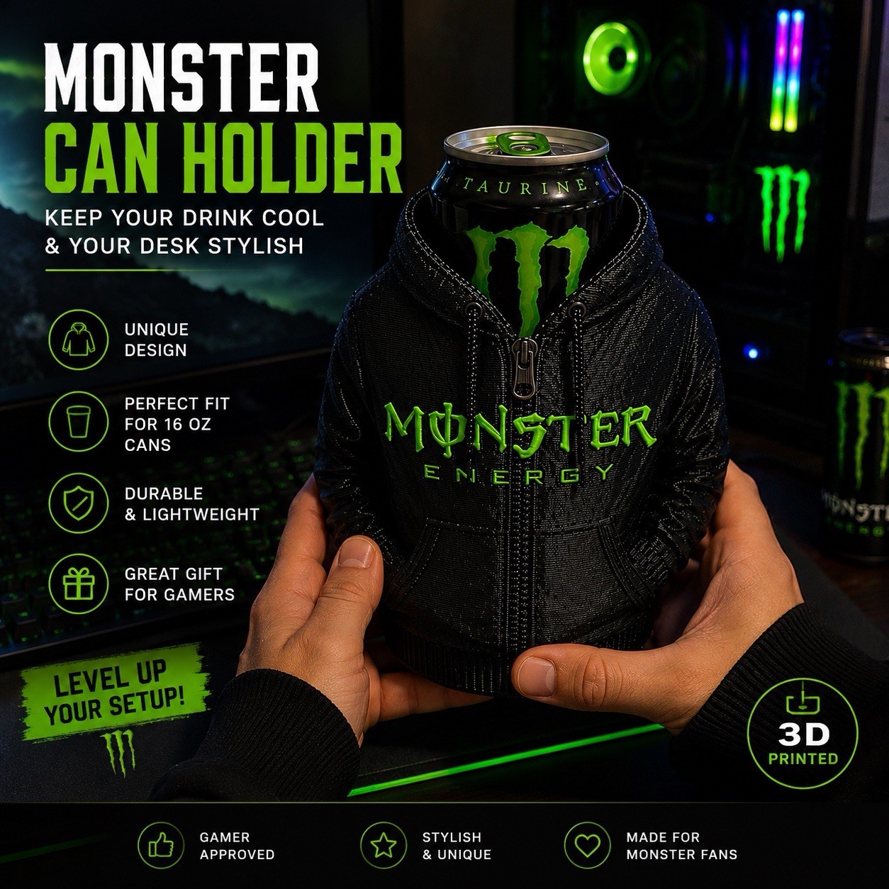 Monster Energy Drink Cup Holder 3D Printed Model Kit
