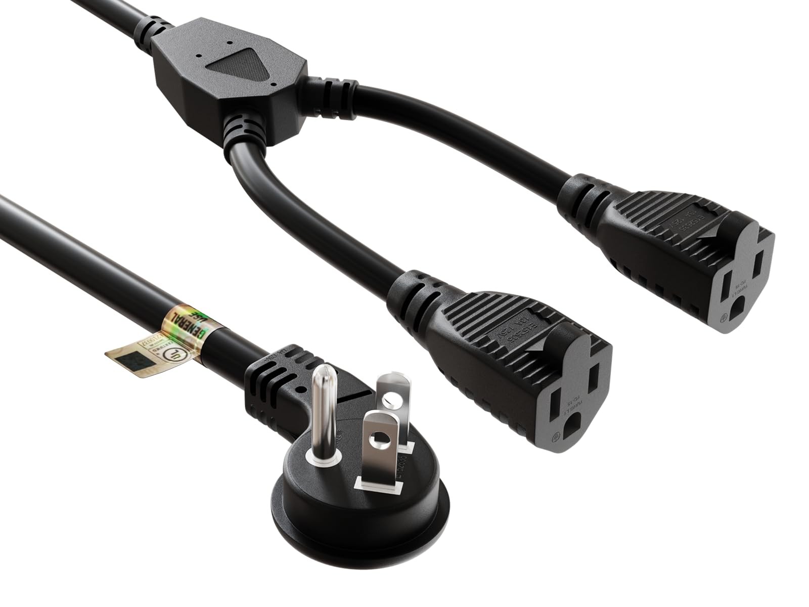 14 inches Ultra Low Profile Power Extension Cord Splitter Cable 16 AWG 2 NEMA…