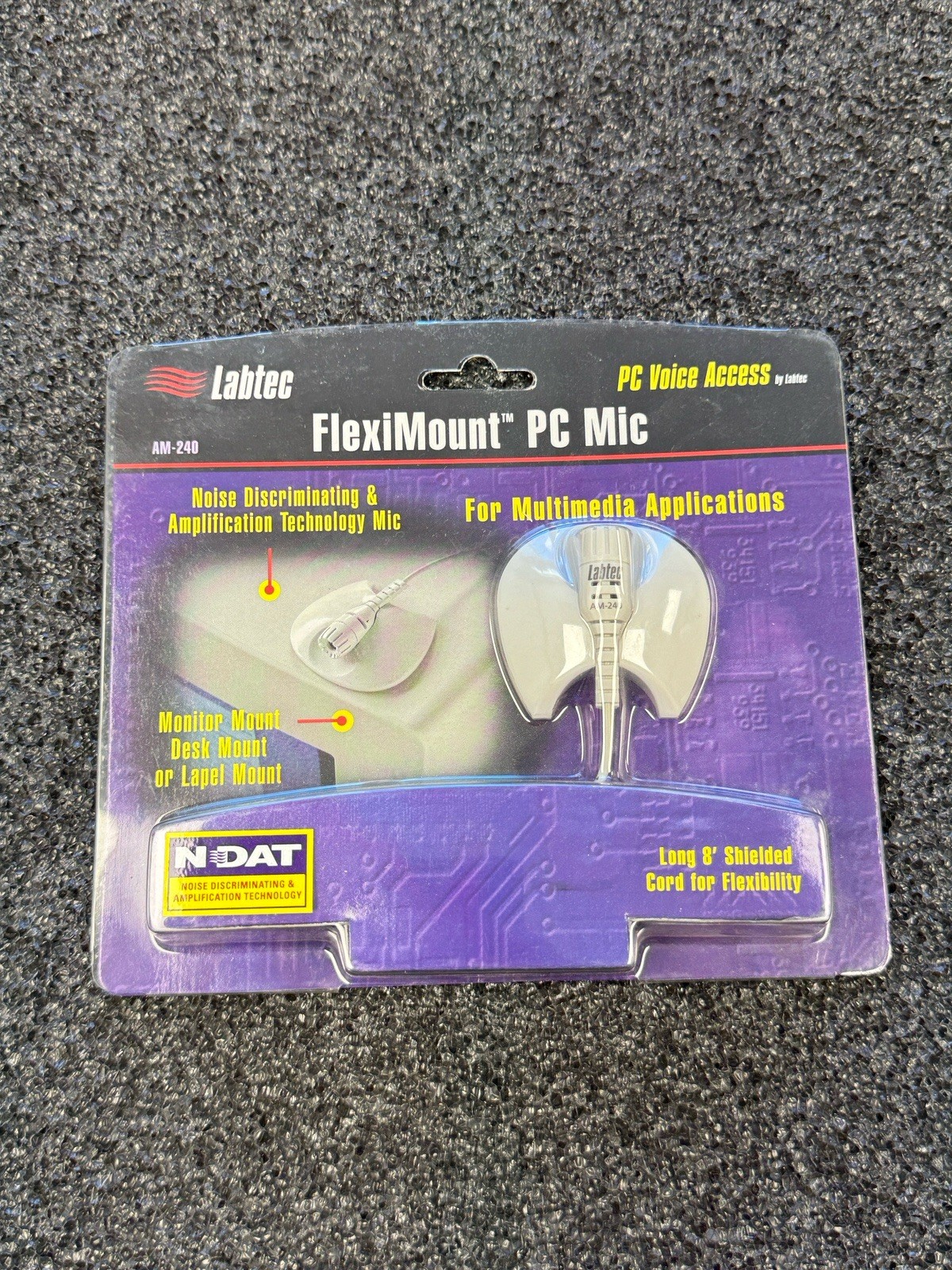 Labtec FlexiMount PC MIC/AM-240 Cable Consumer Microphone/ 8” Cord / MULTI MEDIA