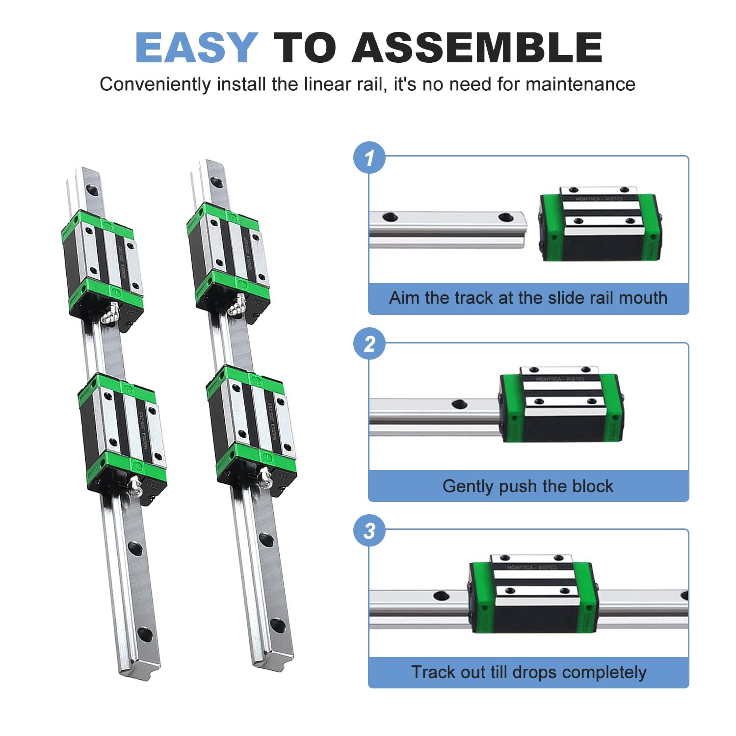 2PCS HGR20 500mm Linear Rails and 4PCS HGH20CA Linear Bearing Blocks for CNC