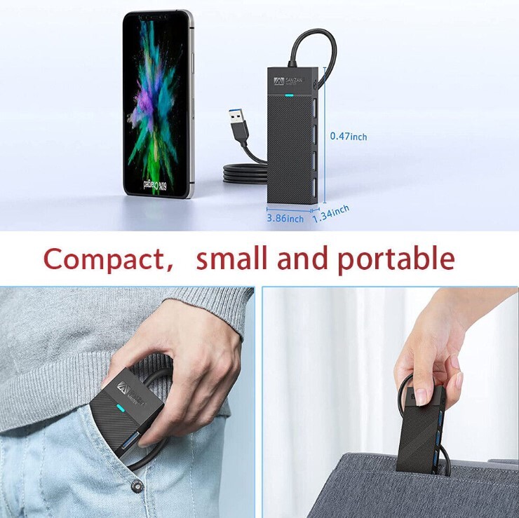 4 Ports USB-C Hub Splitter USB 3.0 Hub Multi Adapter 5Gbps Desktop PC Laptop Mac