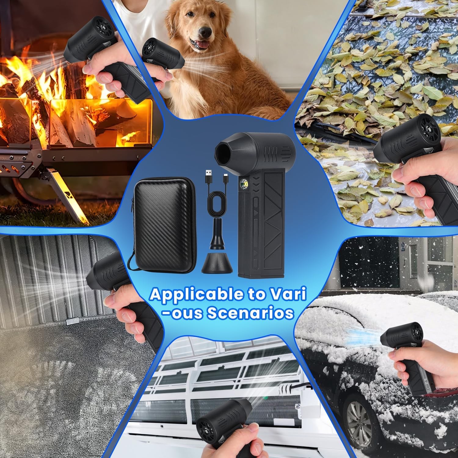 Compressed Air Duster Rechargeable 130000RPM Electric Air Blower for PC Car Home
