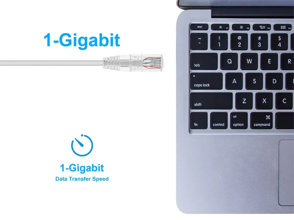 Monoprice Cat6 Ethernet Patch Cable – 2 feet – White | Snagless RJ45 Stranded