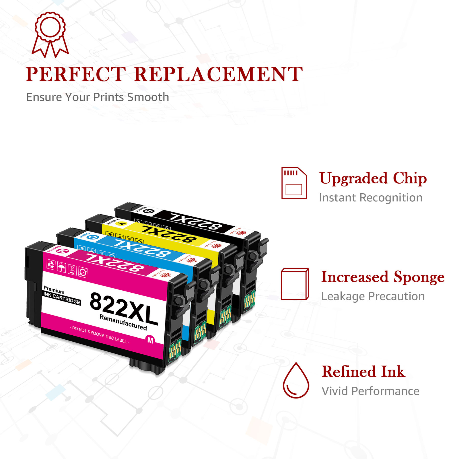 5Pack 822XL T882XL Ink Cartridge For Epson WorkForce Pro WF-3820 WF-4834 WF-4833