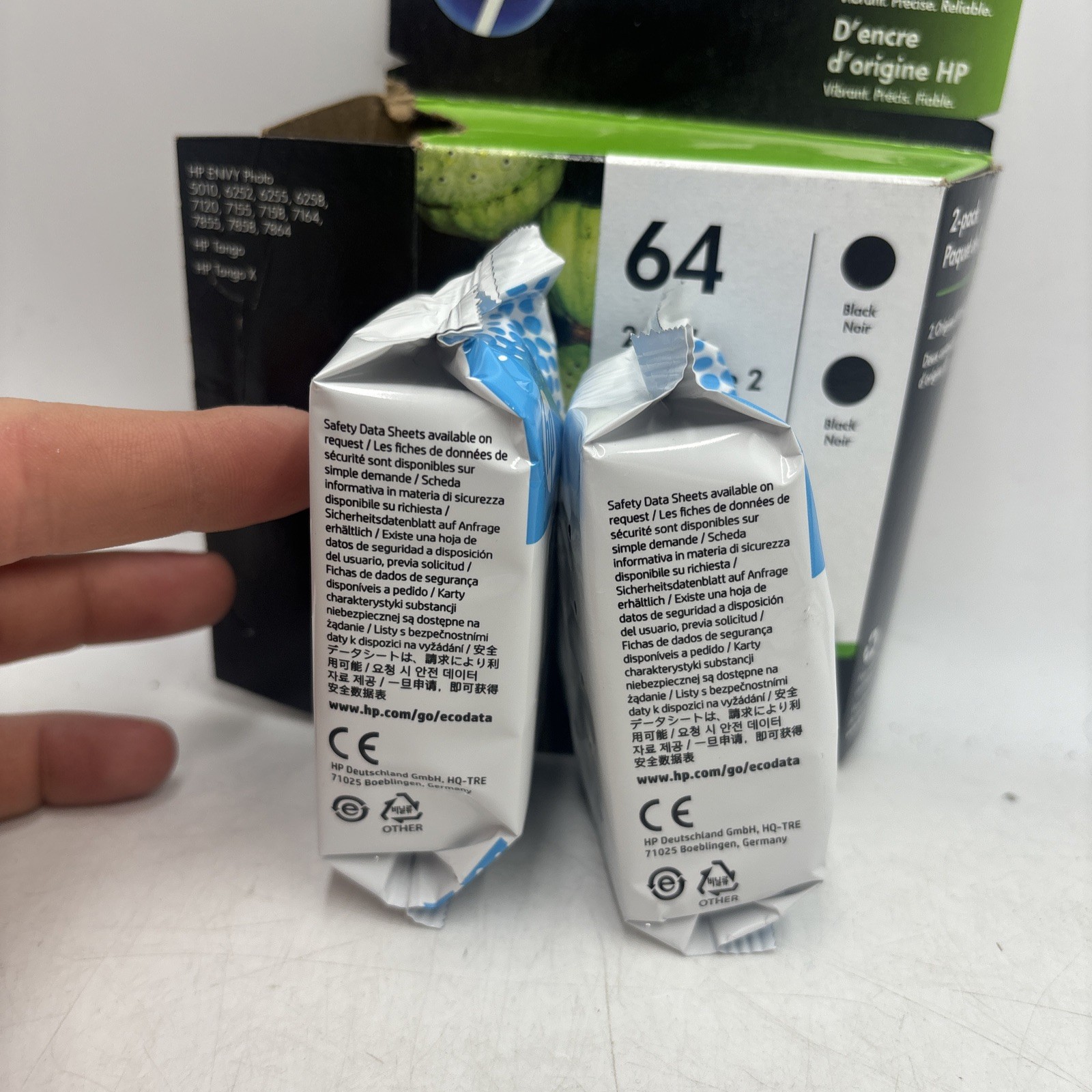 Genuine New HP 64 Black Ink 2PK N9J90AN 3YP22AN OEM Sealed Bags Exp Oct 22
