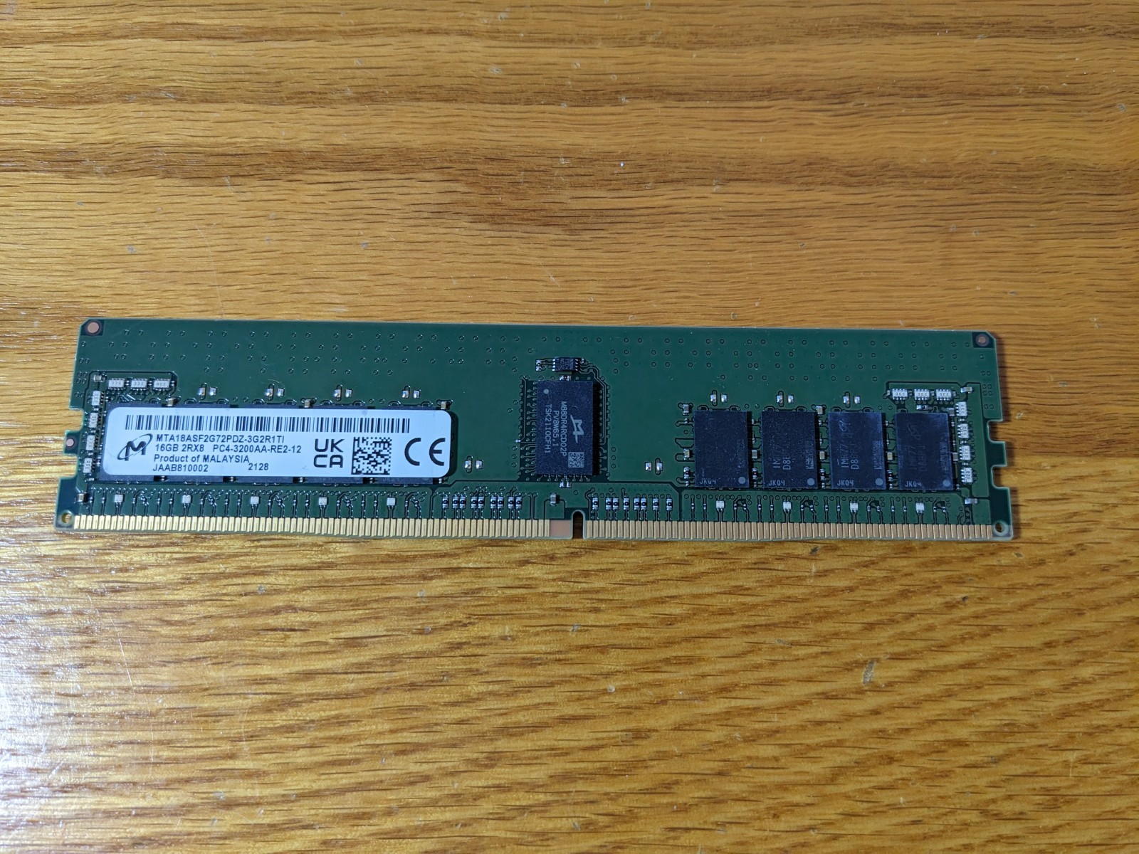 Micron 16gb PC4-3200AA 2Rx8 DDR4 ECC RDIMM Reg Server Memory MTA18ASF2G72PDZ-3G2