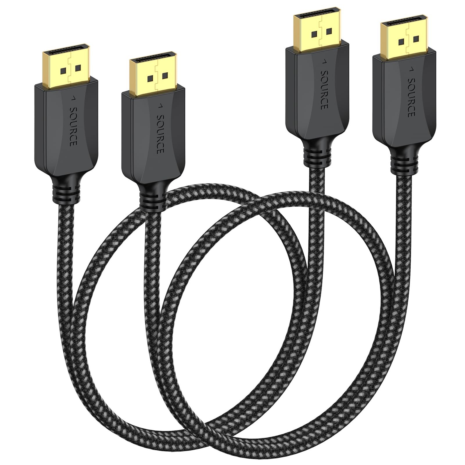 XiAyriky DisplayPort to Cable 1.5 ft, 2-Pack Thin DP Black