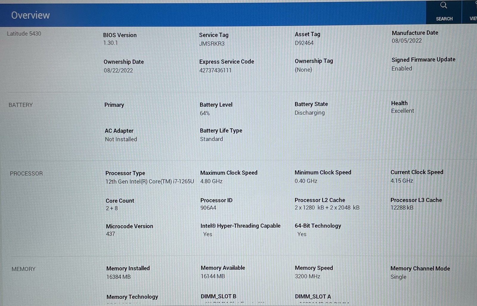DELL LATITUDE 5430 i7-1265u 16GB RAM 512GB SSD–GRADE D