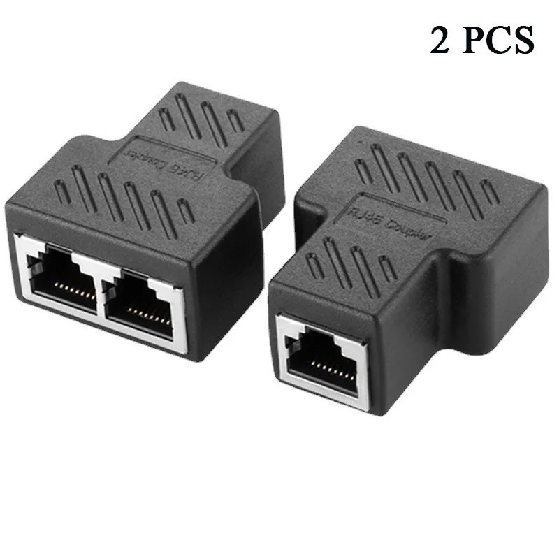 RJ45 Splitter Adapter 1 to 2 Ways Dual Female Port CAT6/5/7 LAN Ethernet Cable