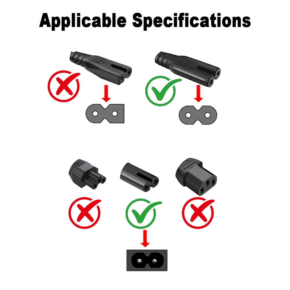 AC Power Cord,2 Prong Power Cord 5FT Standard 2-Slot Replacement PS5 4 3 2 US