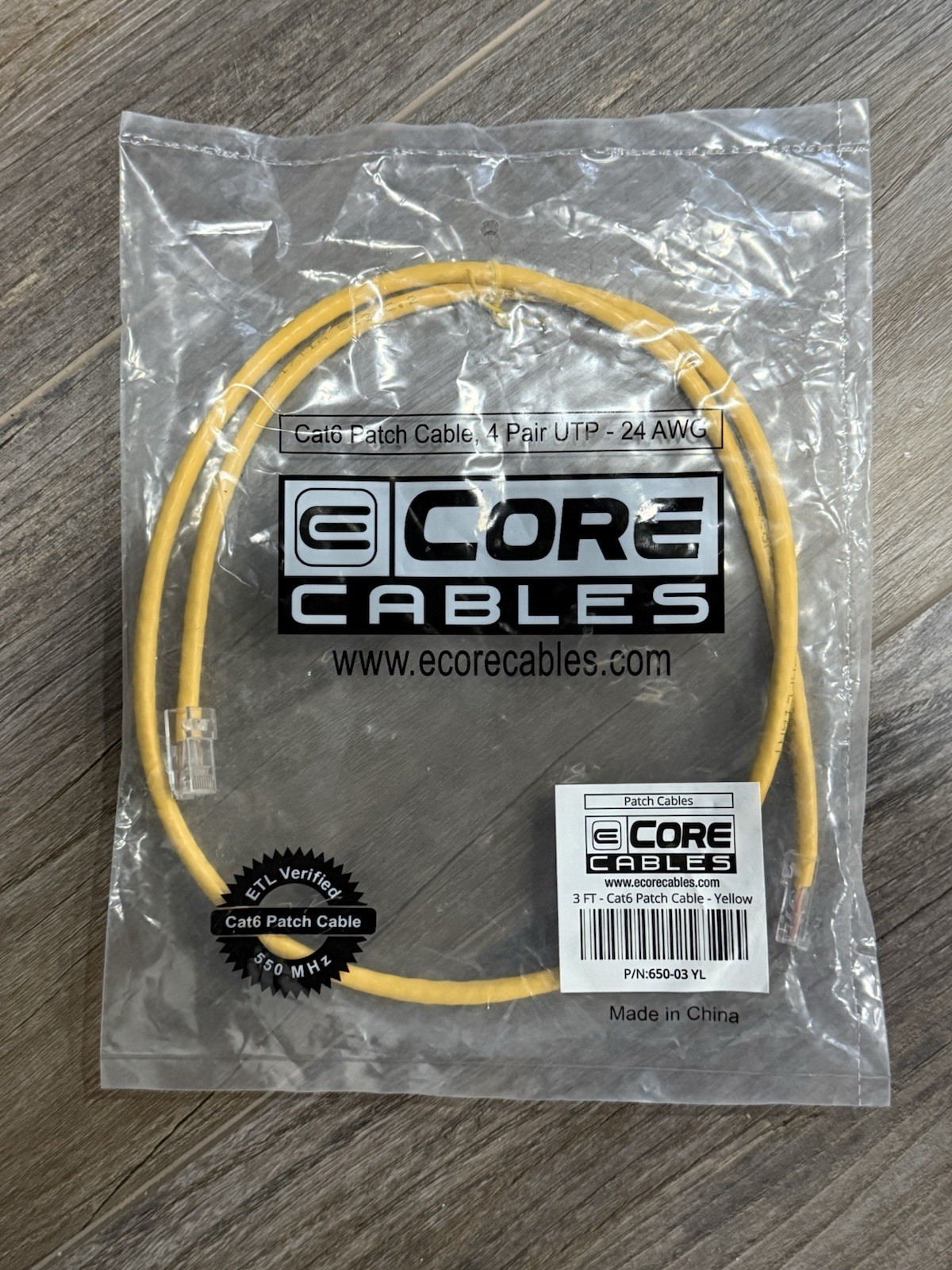 New Ethernet Patch Cables Lot Of 4, One 1f Grey Cat5e, One Cat6 0.5ft White, Etc