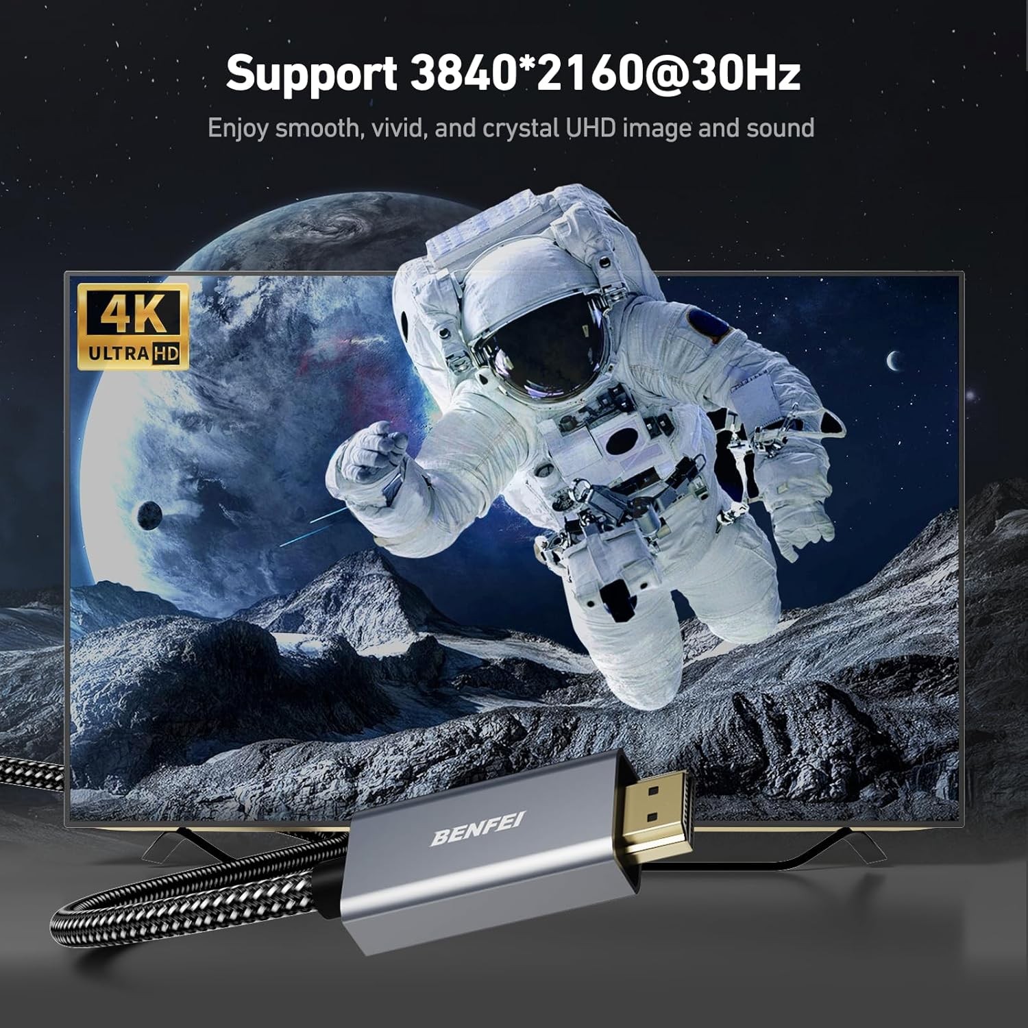 BENFEI 4K DisplayPort to HDMI 6 Feet Cable[Aluminum Shell, Nylon 6 Feet, Grey