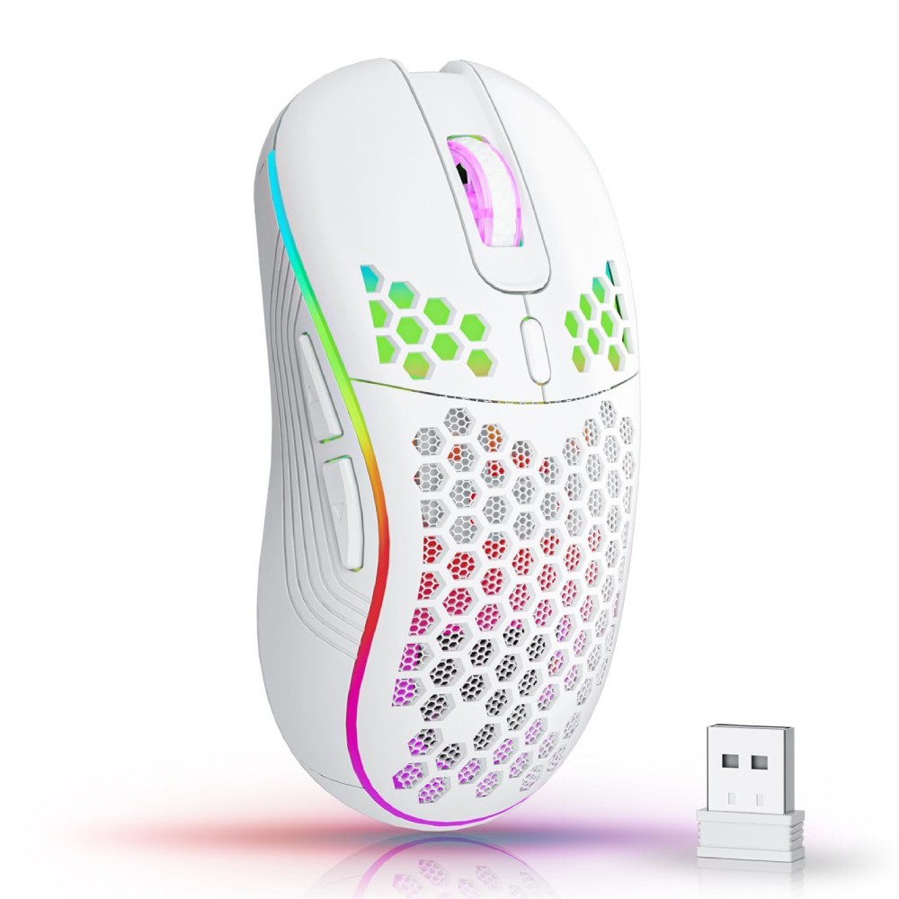 Wireless Mouse Gaming Rechargeable Optical Mouse Cordless 7 Color LED Backlit PC