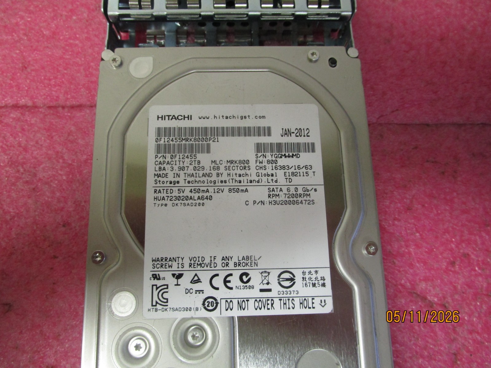 Hitachi HGST 2TB 0F12455 SATA 3.5″ Hard Drive HUA723020ALA640 + Tray – Tested