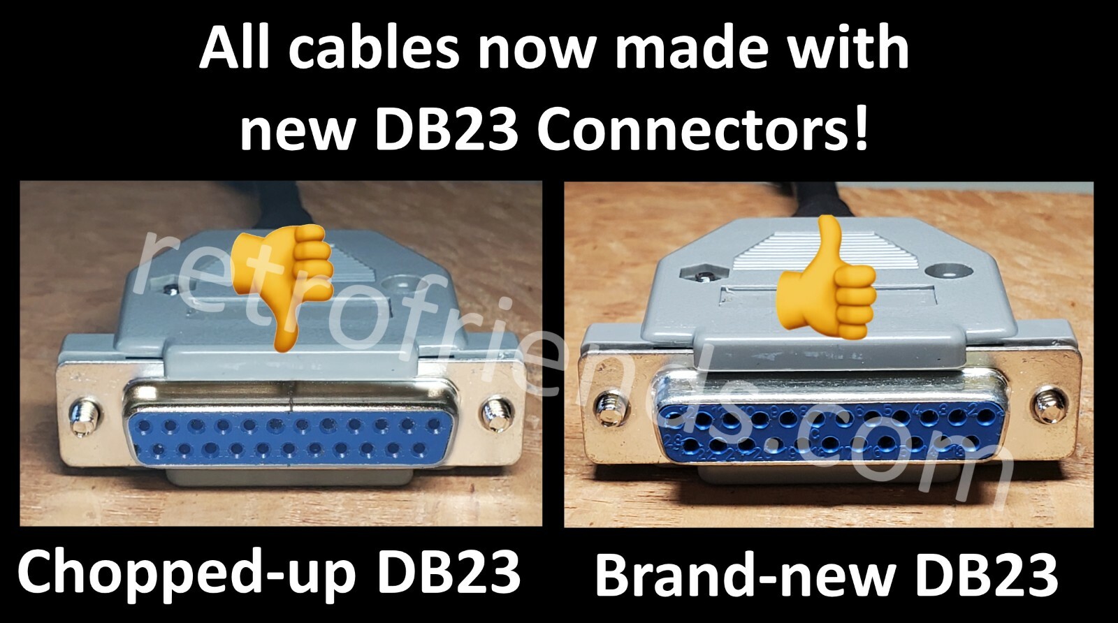 AMIGA DB23 RGB Female to DB9 Female 1080 MONITOR CABLE 5 ft. – NEW