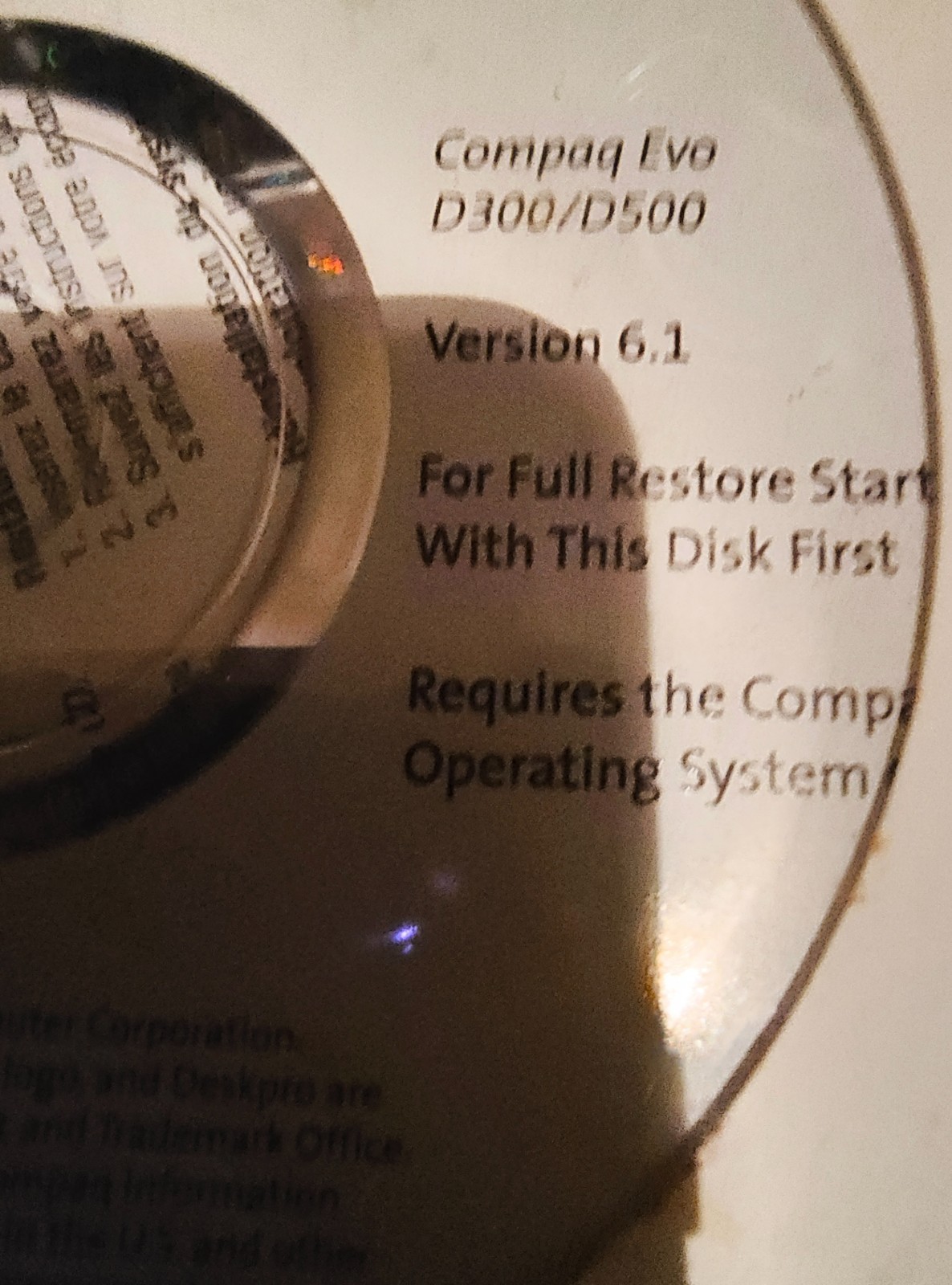 Compaq Evo D300/D500 Version 6.1 Restore CD