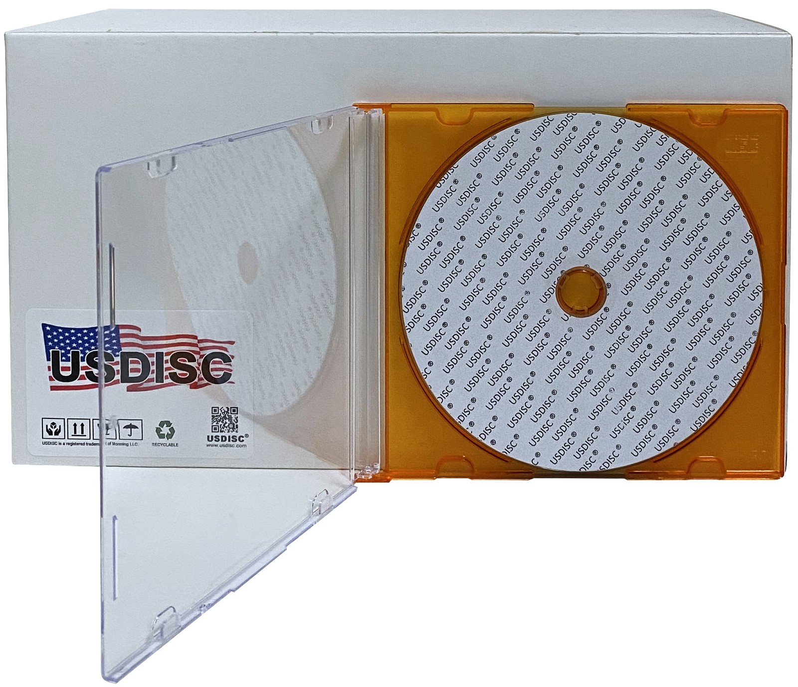 USDISC CD Jewel Cases Slimline 5.2mm, Single 1 Disc (Clear Orange) Lot
