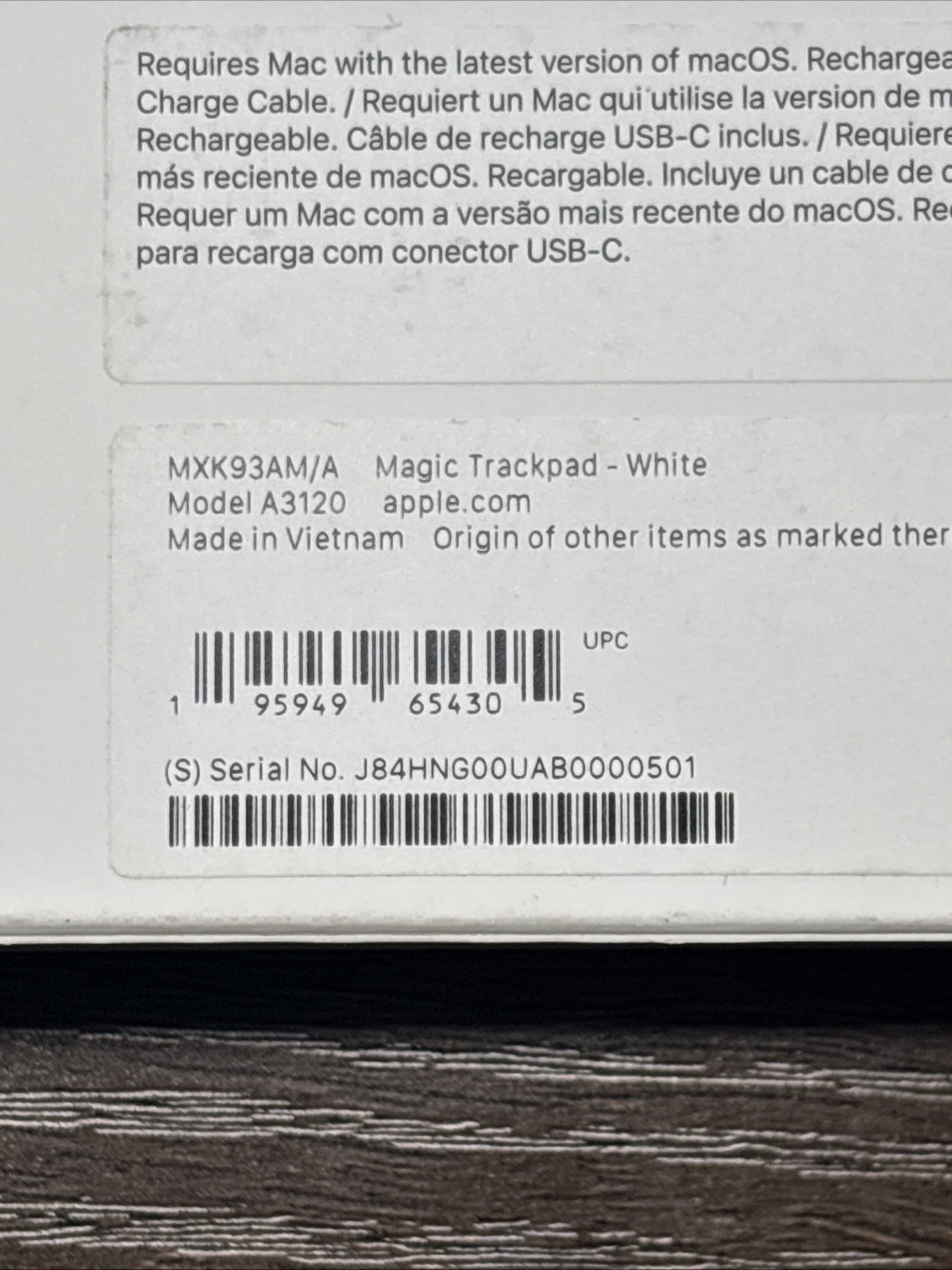 Apple Magic TrackPad White Multi-Touch Surface (USB-C) 2024 A3120 MXK93AM/A