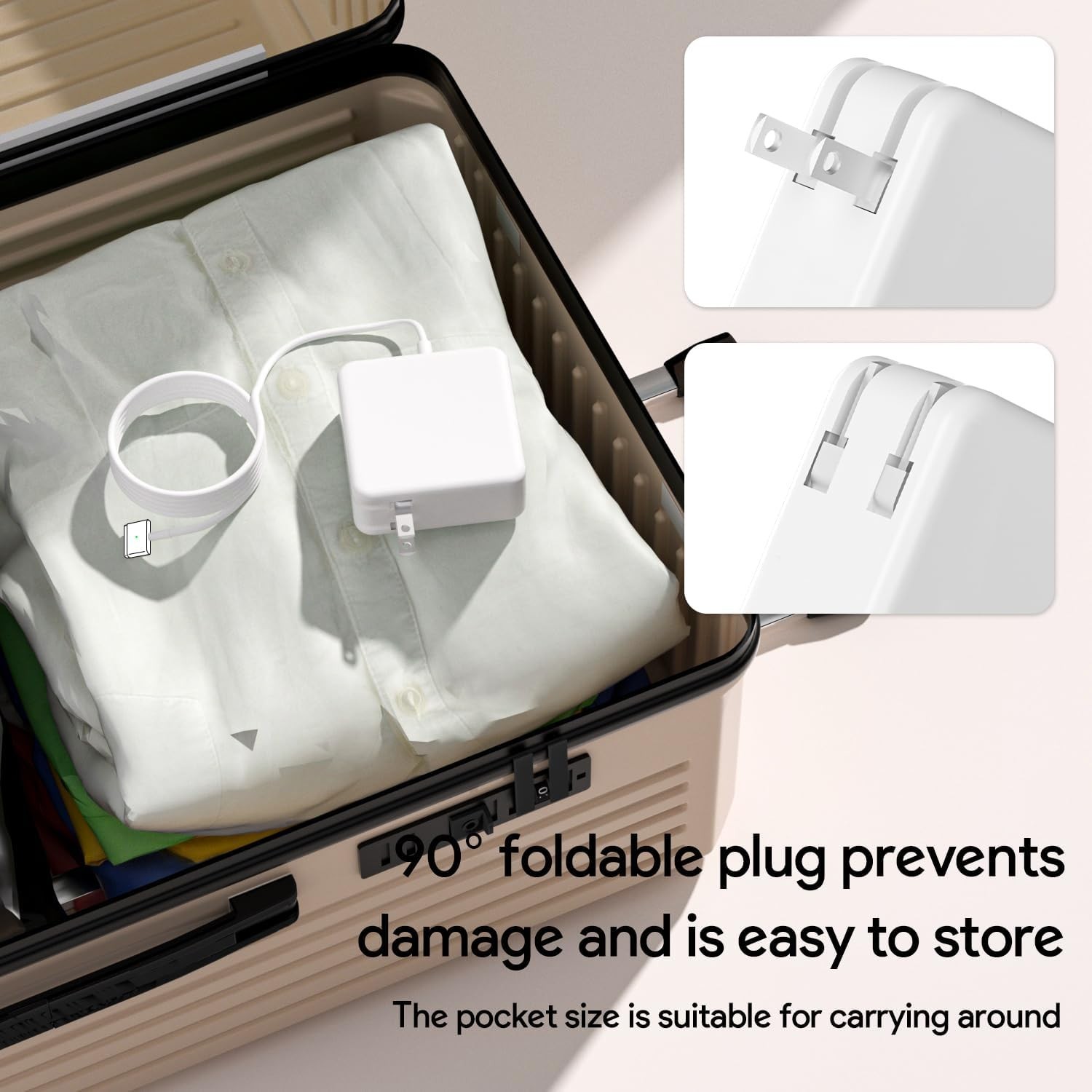 Compact & Portable 60W Magnetic Charger for MacBook Pro/Air with Safety Features
