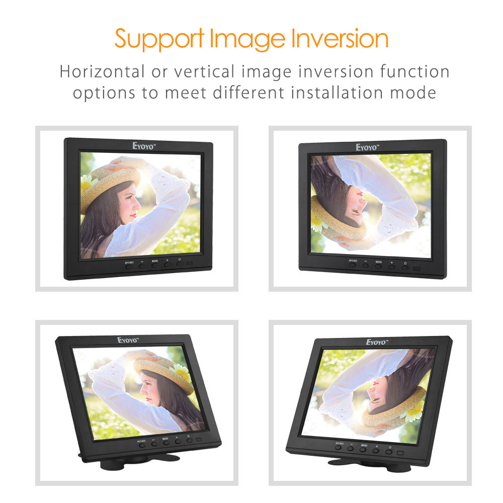 Eyoyo 8″ TFT LCD Monitor Color Screen HDMI BNC AV VGA with Speakers For CCTV DVD