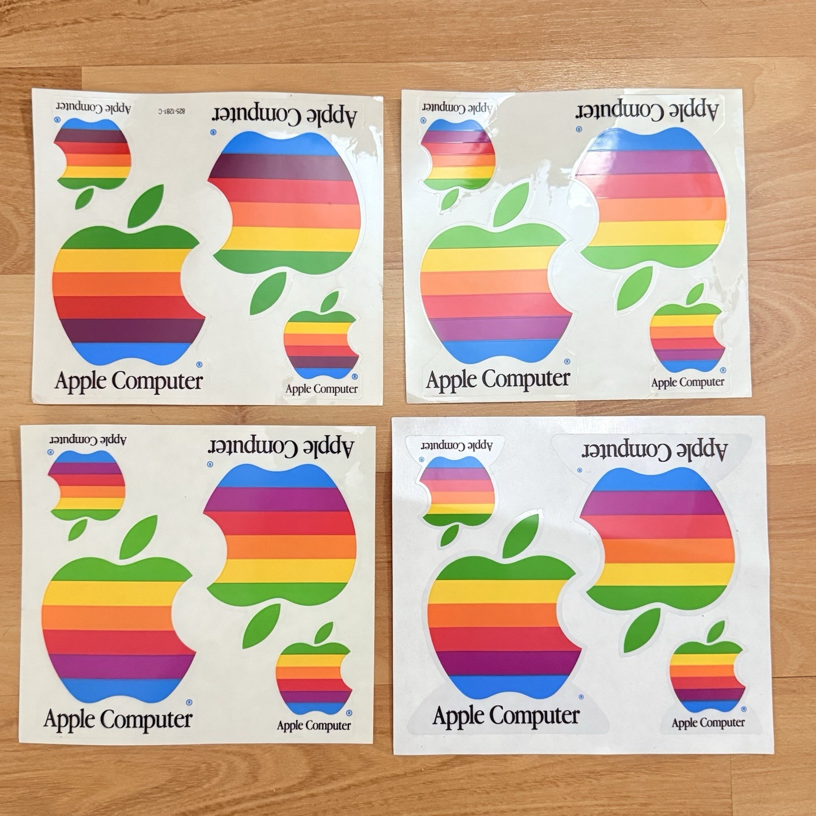 Vintage Apple Computer Rainbow Logo Decal Sticker Sheet of 4 Lot OEM NOS