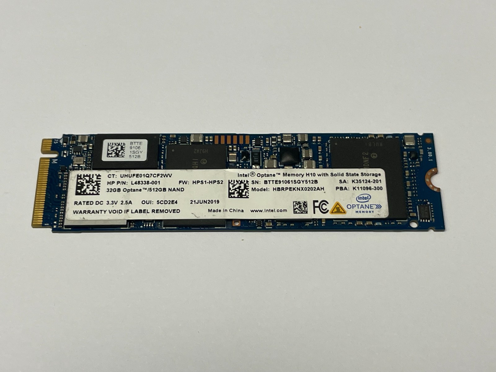 Intel 512GB NVMe M.2 SSD Solid State Drive HBRPEKNX0202AH 32GB Optane Memory H10