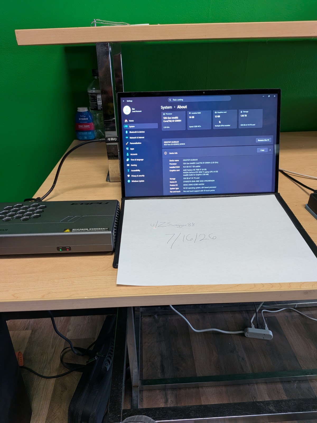 Asus ROG Flow Z13 2022 and Aoostar XG76XT EGPU