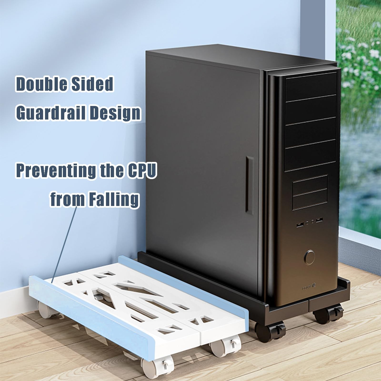 Adjustable Computer Tower Stand, PC Stand Mobile CPU Stand with 4 Rolling Caster